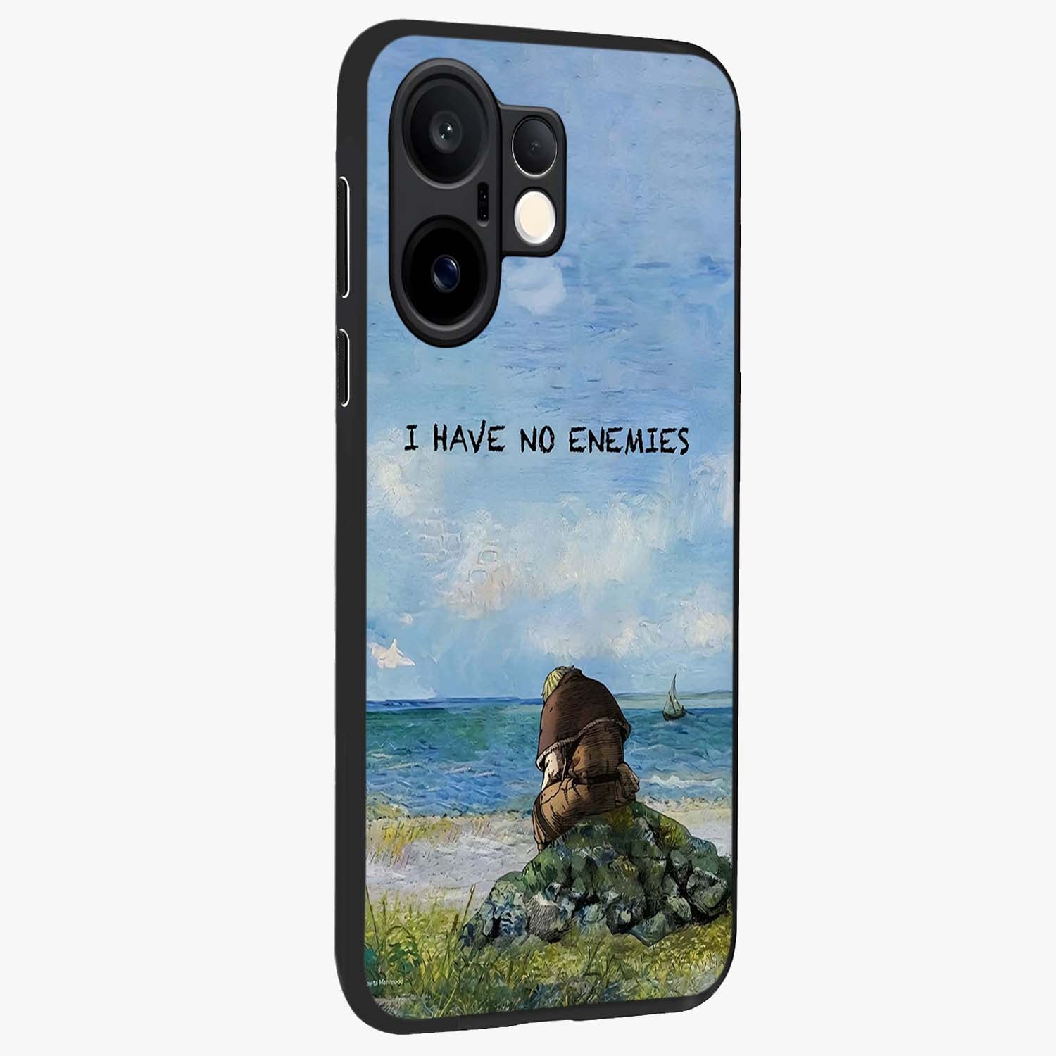 Peace Beyond War Glass Case upright view showcasing powerful peace symbol artwork with inspirational theme.