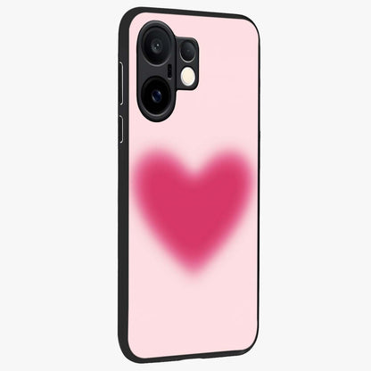 Pink Aura Heart Glass Case upright view showcasing romantic heart artwork with soft pastel theme.