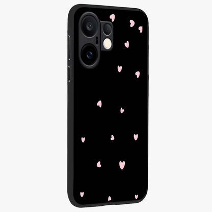 Pink Love Drops Glass Case upright view showcasing charming heart drop artwork with romantic playful theme.