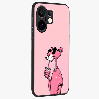 Pink Panther Glass Case upright view showcasing fun animated artwork with stylish retro cartoon theme.
