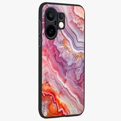 Rose Quartz Marble Glass Case upright view showcasing decorative marble artwork with luxurious pastel theme.