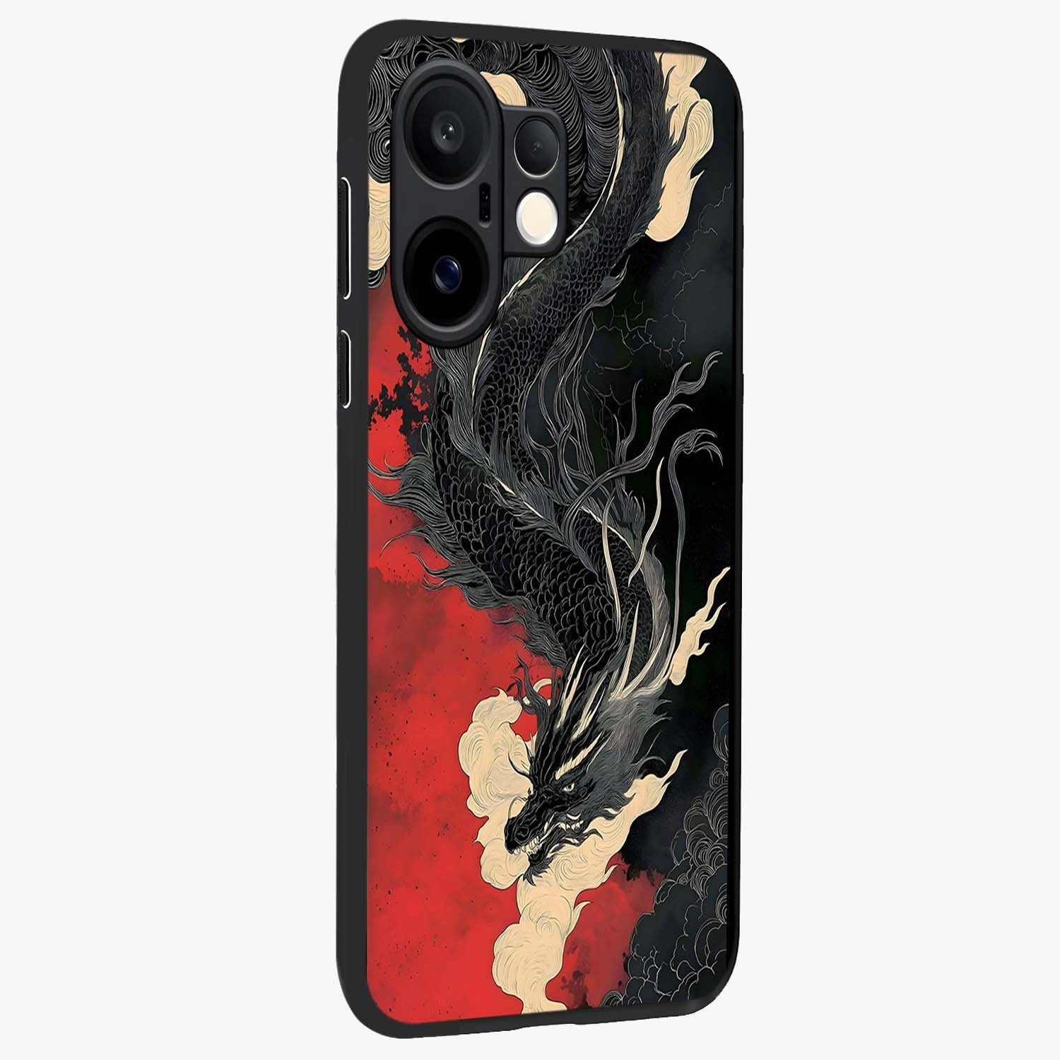 Shadow Dragon Fury Glass Case upright view showcasing intense dragon artwork with dramatic shadow theme.