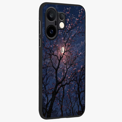 Twilight Sakura Serenade Glass Case upright view showcasing beautiful cherry blossom artwork with serene evening theme.