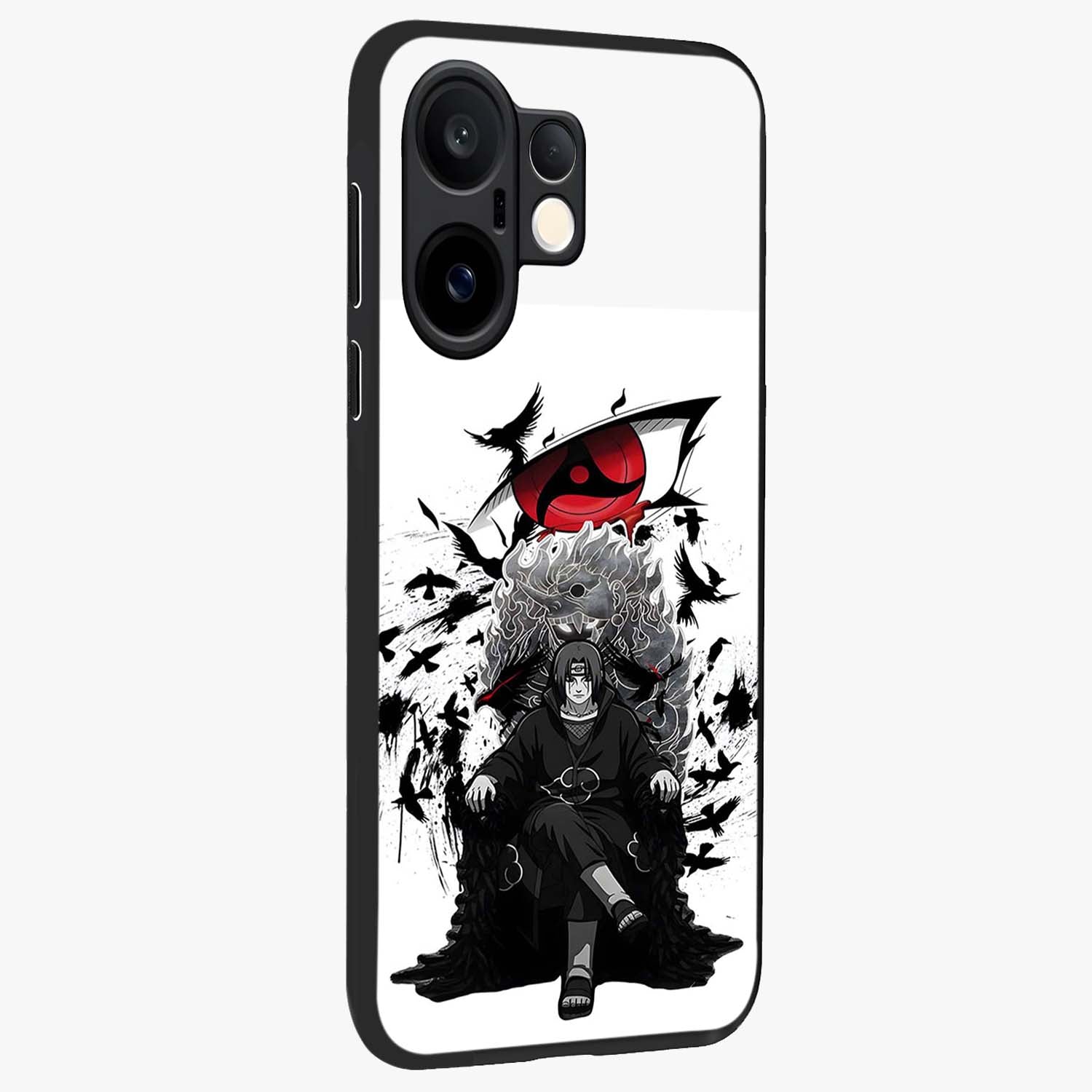 Uchiha Shadow Throne Glass Case upright view showcasing magical underwater galaxy artwork with vibrant cosmic theme.