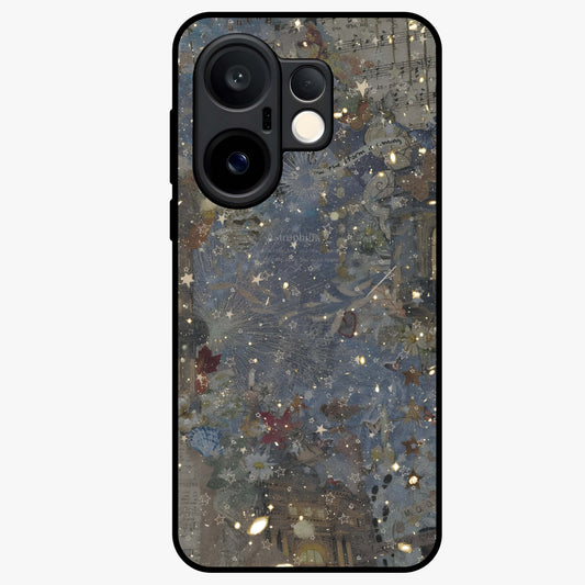 Aesthetic Astrolophia Glass Case showing flat back view with dreamy aesthetic design and glossy glass finish.