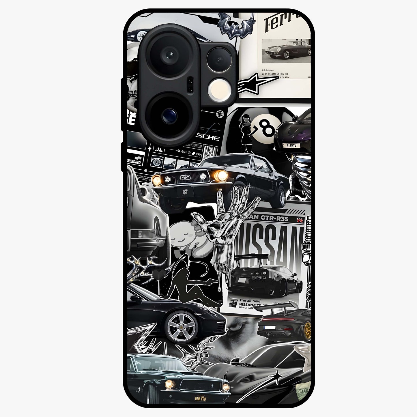 Aesthetic Dark Love Glass Case showing flat back view with dark romantic artwork and glossy glass finish.