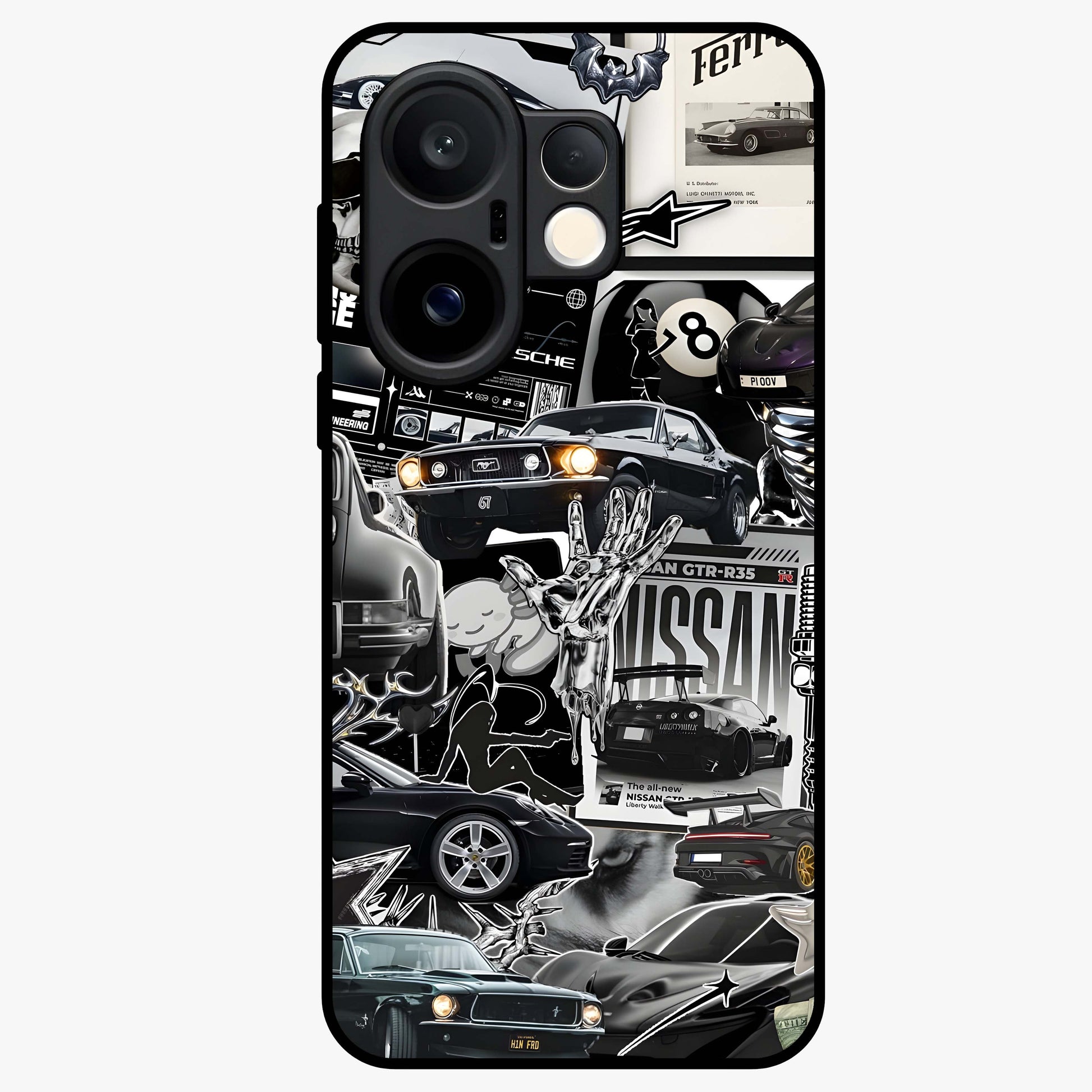 Aesthetic Dark Love Glass Case showing flat back view with dark romantic artwork and glossy glass finish.