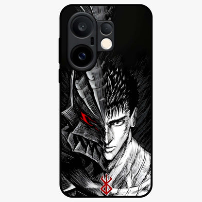 Berserker Blood Oath Glass Case showing flat back view with fierce warrior inspired artwork and glossy glass finish.
