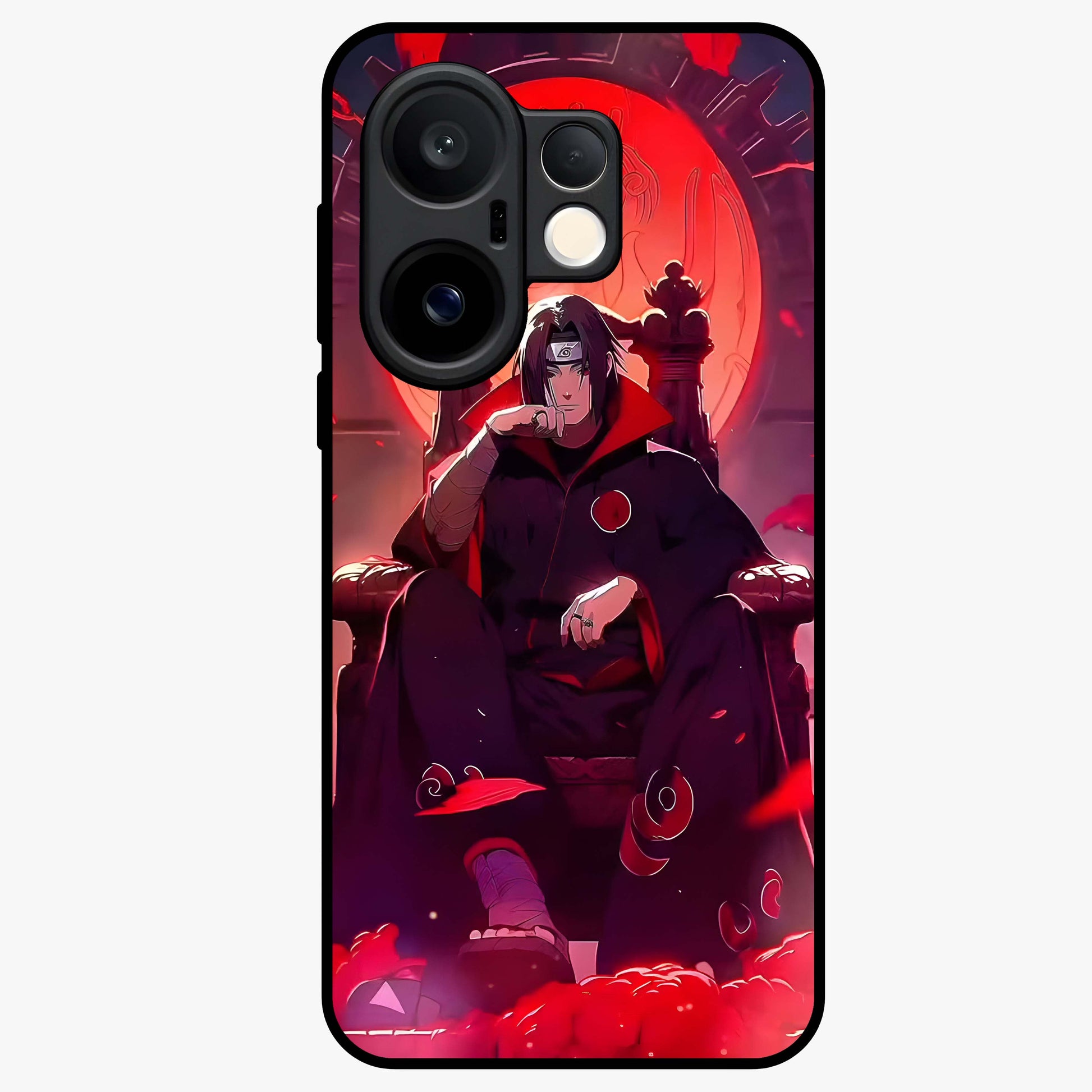 Blood Moon Sovereign Glass Case showing flat back view with mystical blood moon artwork and glossy glass finish.