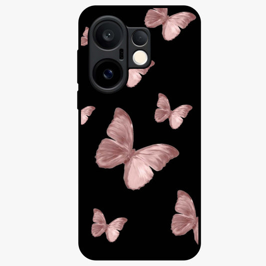 Butterfly Pattern Glass Case showing flat back view with elegant butterfly pattern artwork and glossy glass finish.