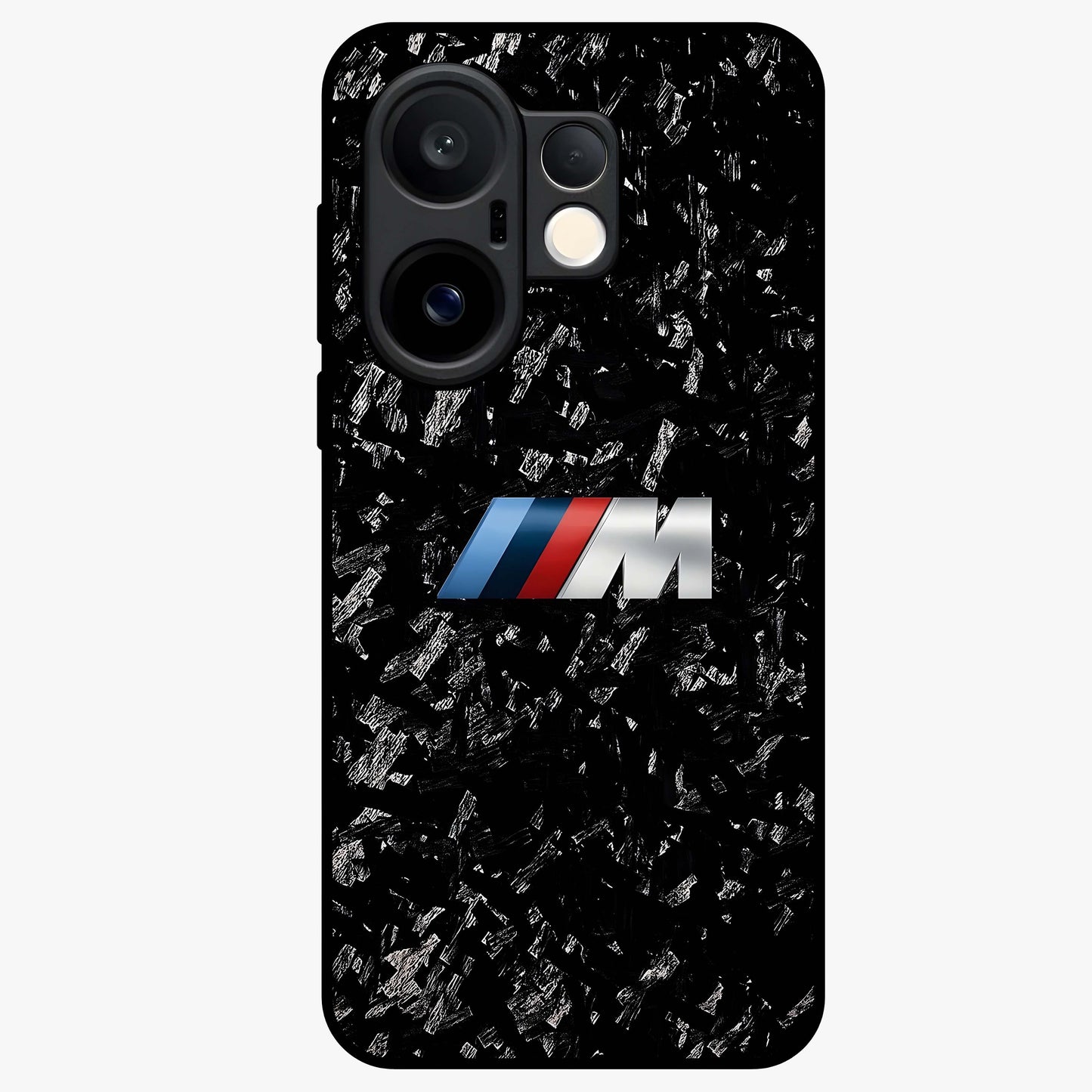 Carbon Speed Mark Glass Case showing flat back view with sporty carbon pattern artwork and glossy glass finish.