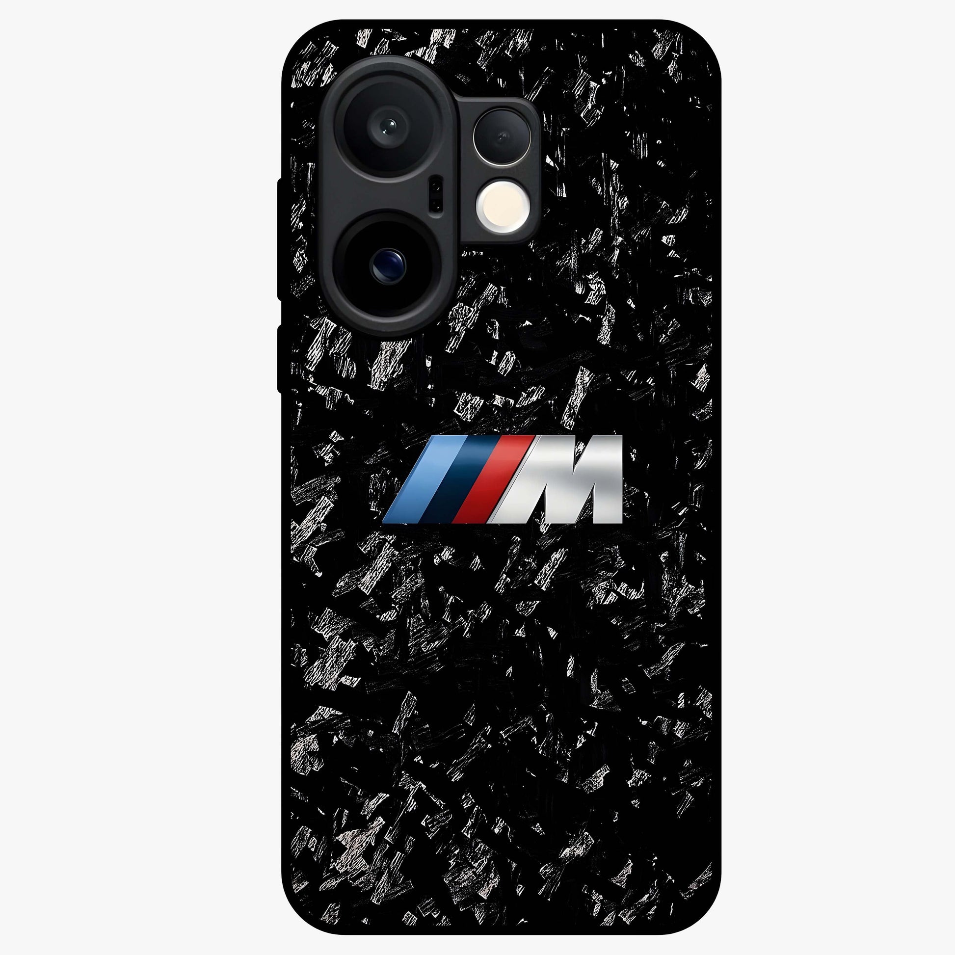 Carbon Speed Mark Glass Case showing flat back view with sporty carbon pattern artwork and glossy glass finish.