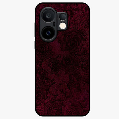 Crimson Fade Flow Glass Case showing flat back view with flowing crimson gradient artwork and glossy glass finish.