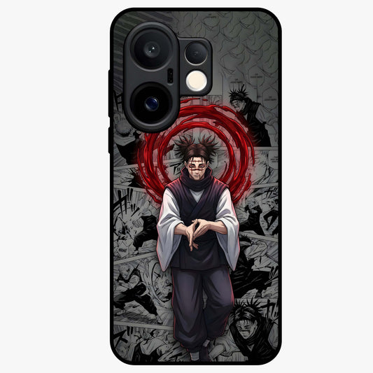 Cursed Ritual Ascension Glass Case showing flat back view with dark ritual themed artwork and glossy glass finish.