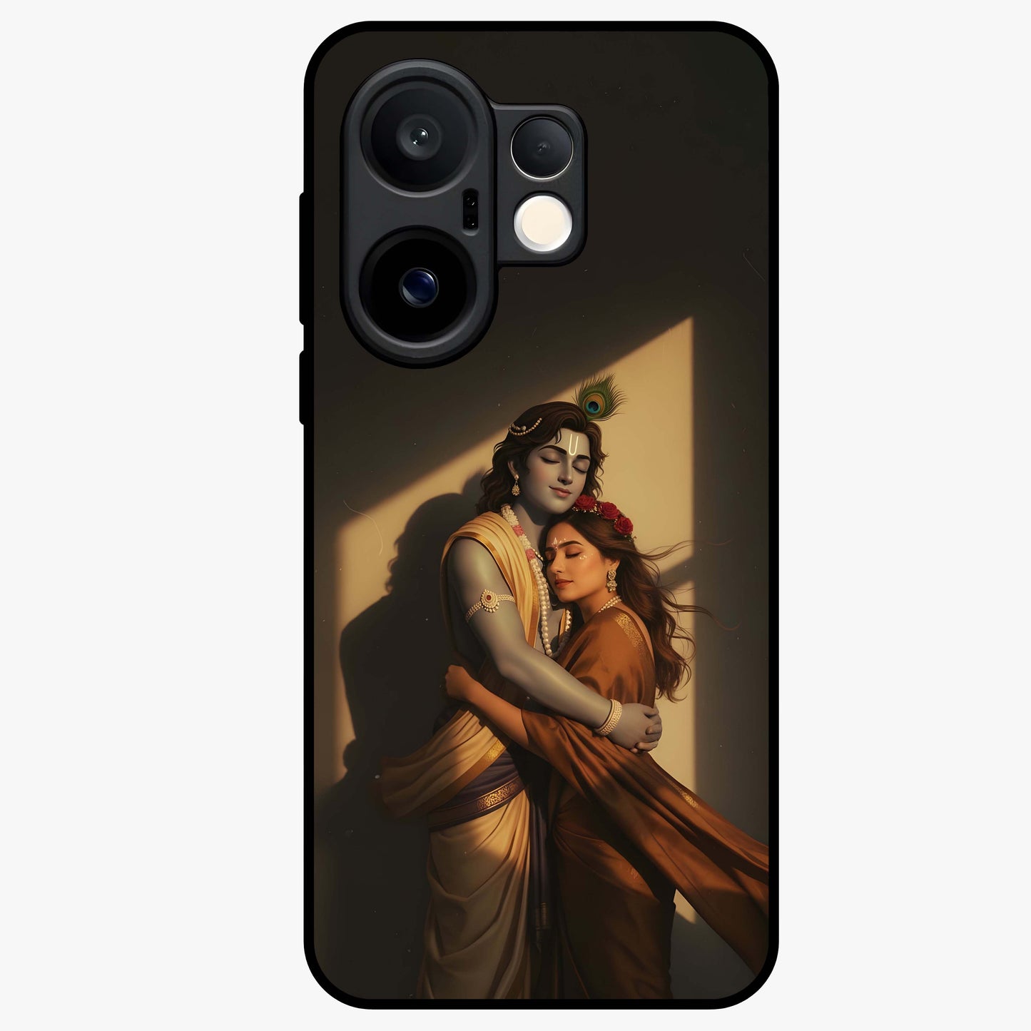Divine Eternal Love Glass Case showing flat back view with spiritual love themed artwork and glossy glass finish.