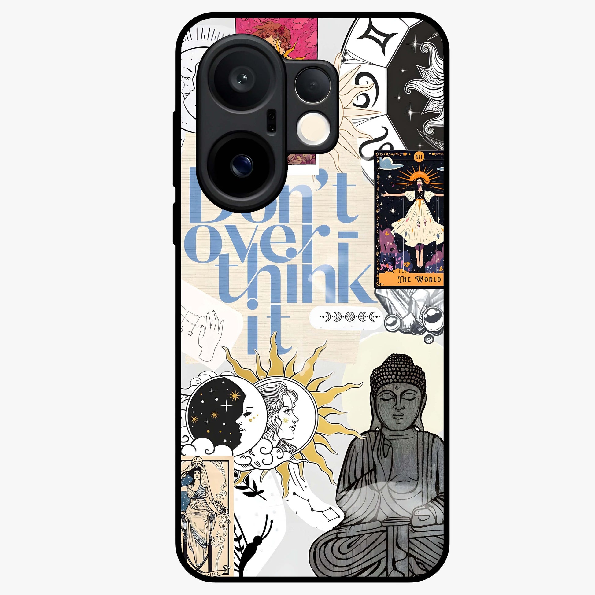 Ethereal Thoughts Glass Case showing flat back view with dreamy artistic artwork and glossy glass finish.