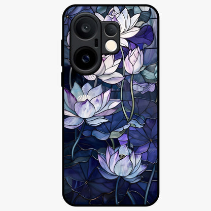 Gloss Petal Rush Glass Case showing flat back view with glossy flower petal artwork and smooth glass finish.