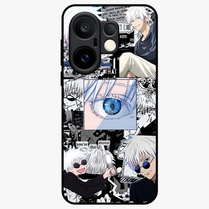 Infinity Sorcerer Chaos Glass Case showing flat back view with mystical sorcerer themed artwork and glossy glass finish.
