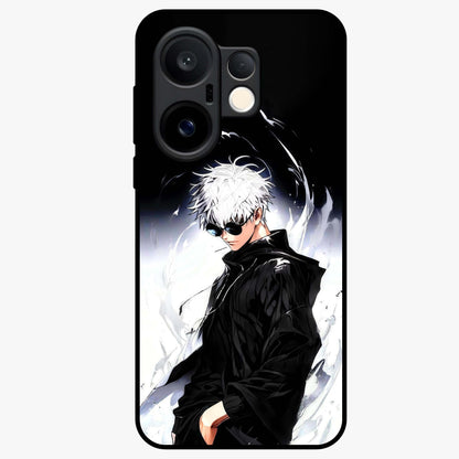 Limitless Shadow King Glass Case showing flat back view with powerful shadow warrior artwork and glossy glass finish.