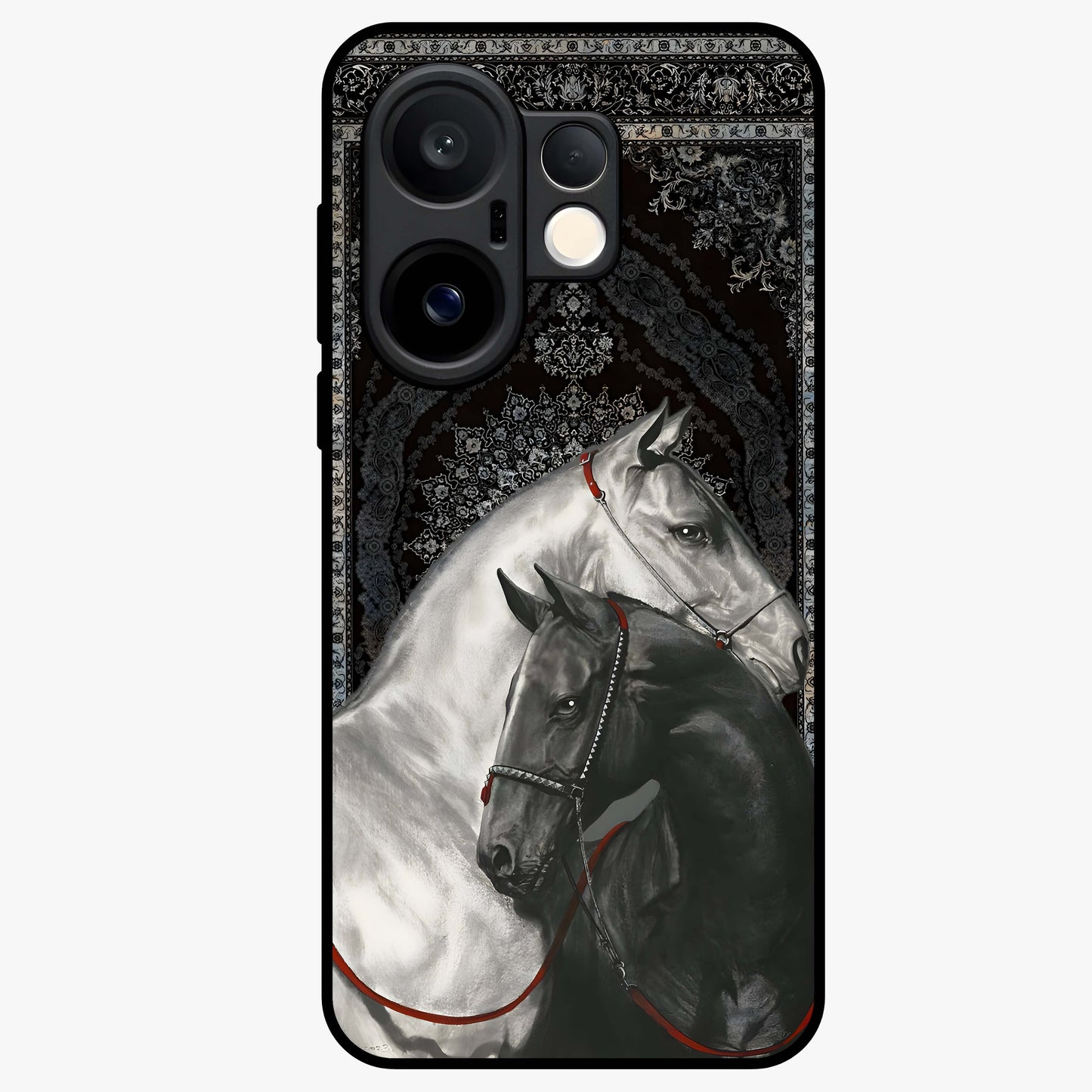 Majestic Ride Legacy Glass Case showing flat back view with powerful automotive inspired artwork and glossy glass finish.