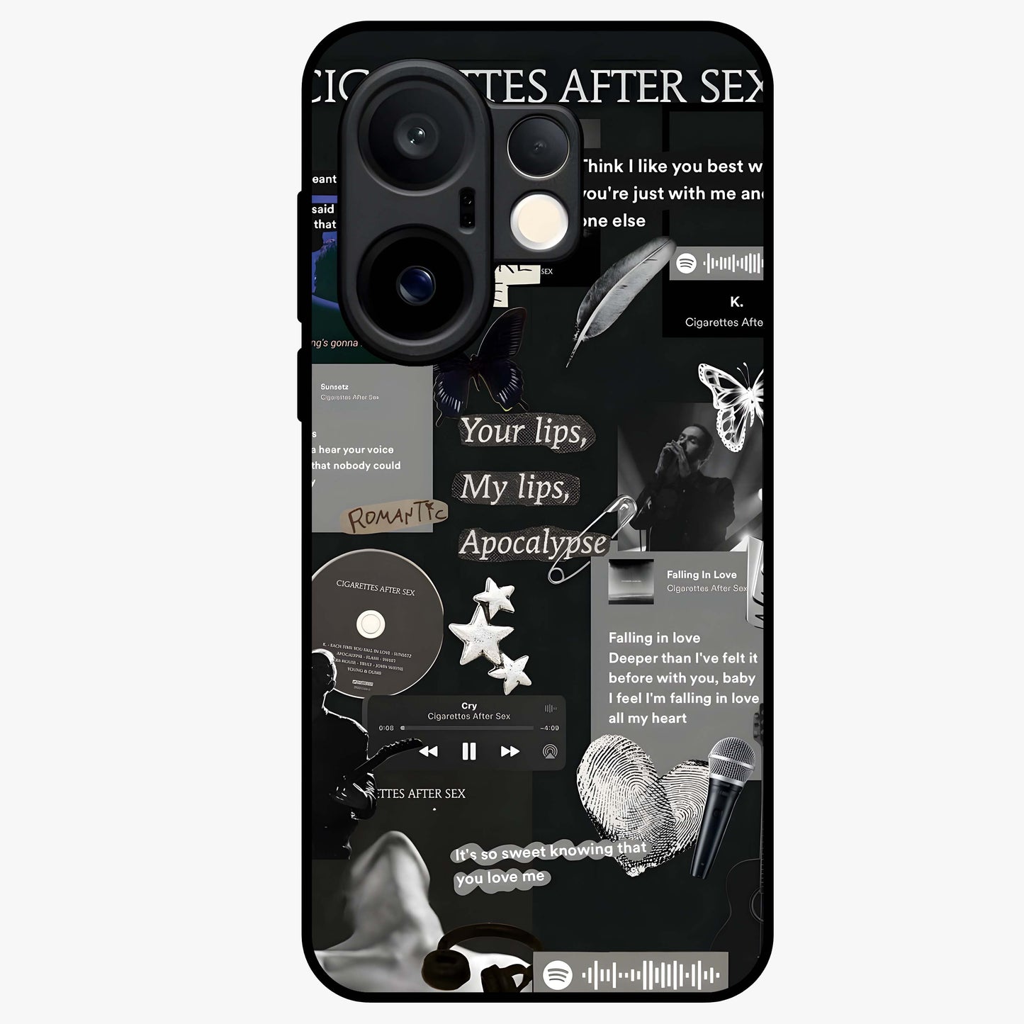 Midnight Love Echo Glass Case showing flat back view with romantic midnight themed artwork and glossy glass finish.