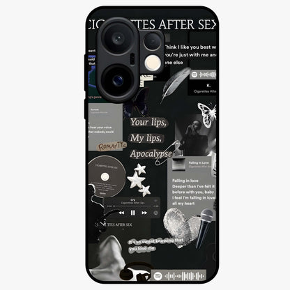 Midnight Love Echo Glass Case showing flat back view with romantic midnight themed artwork and glossy glass finish.