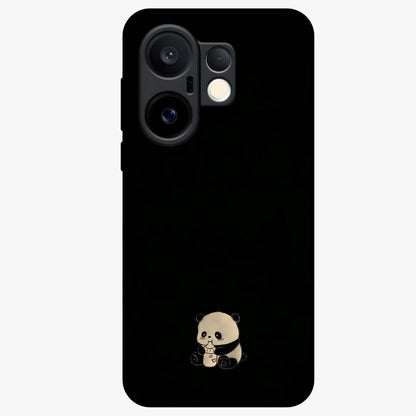 Midnight Panda Love Glass Case showing flat back view with cute panda themed artwork and glossy glass finish.