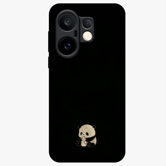 Midnight Panda Love Glass Case showing flat back view with cute panda themed artwork and glossy glass finish.