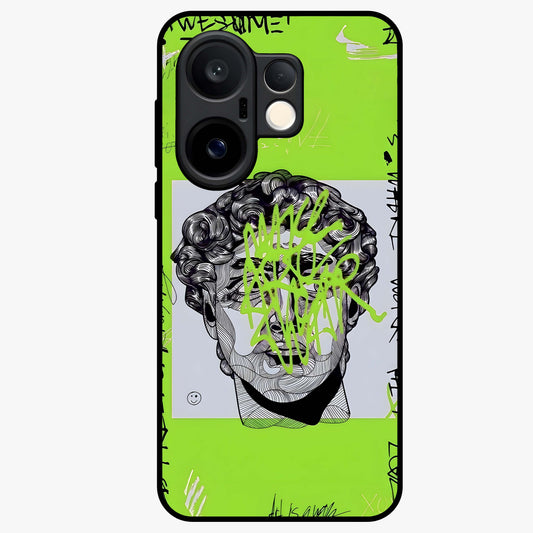 Neo Graffiti Rebellion Glass Case showing flat back view with vibrant graffiti artwork and glossy glass finish.