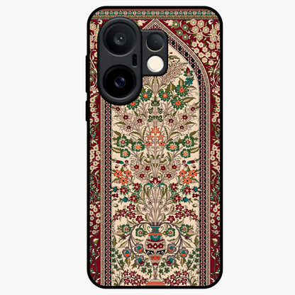 Persian Inspired Glass Case showing flat back view with ornate Persian style pattern artwork and glossy glass finish.