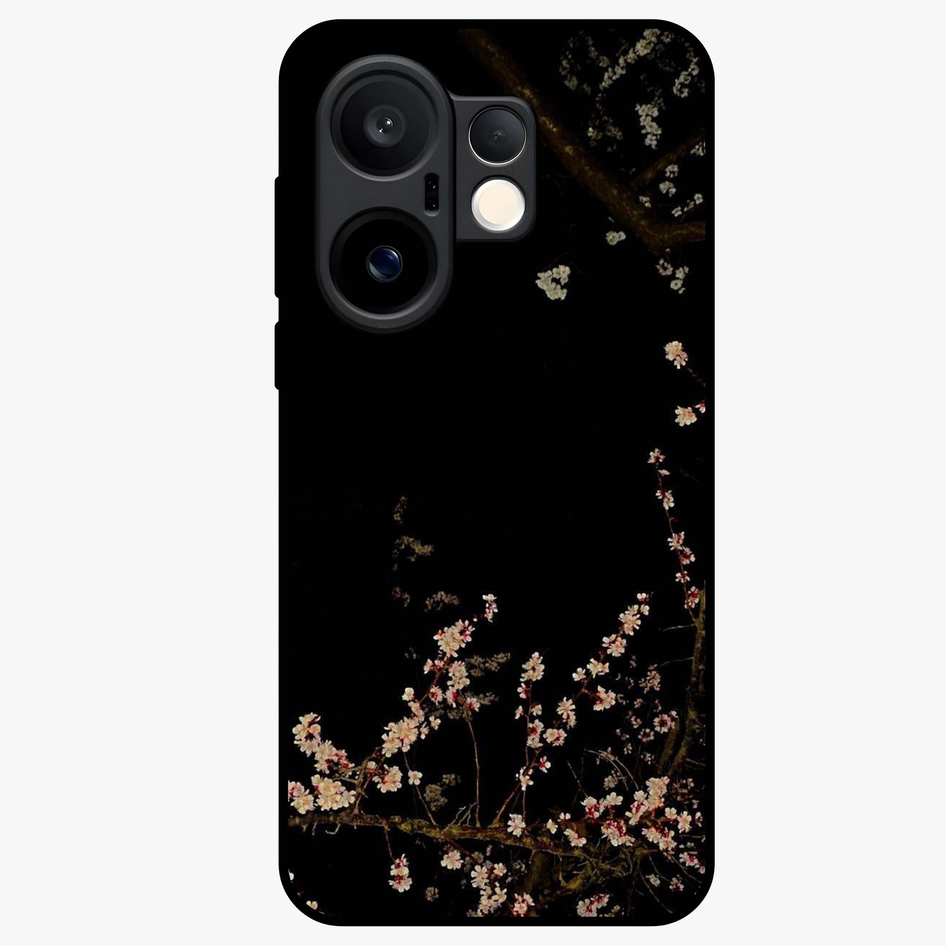 Petal Moon Light With Custom Name Glass Case showing flat back view with floral moonlight artwork and personalized name design.
