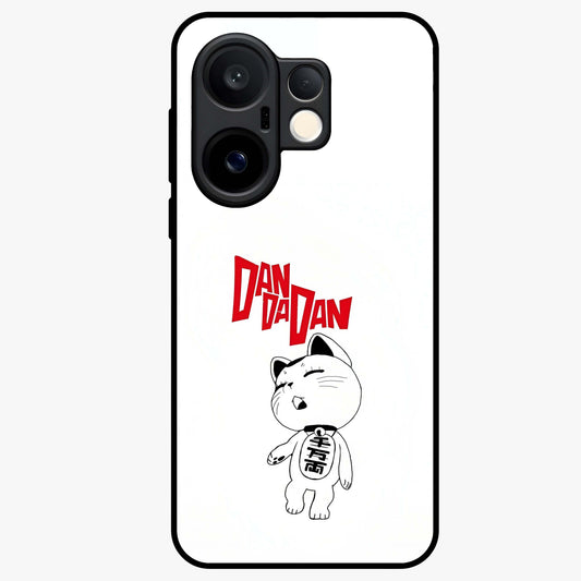 Playful Spirit Charm Glass Case showing flat back view with cheerful charm themed artwork and glossy glass finish.