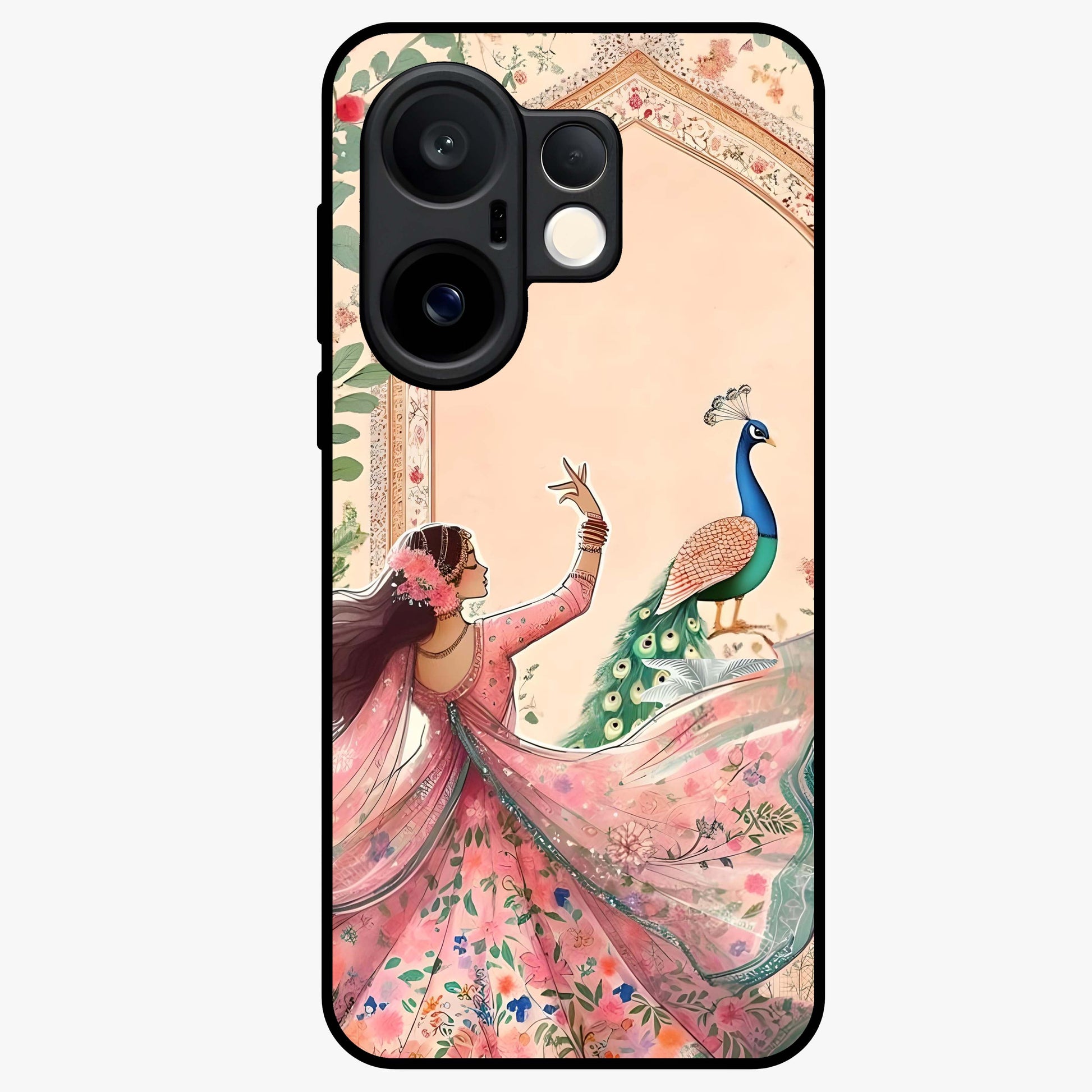 Royal Grace Muse Glass Case showing flat back view with elegant artistic artwork and glossy glass finish.