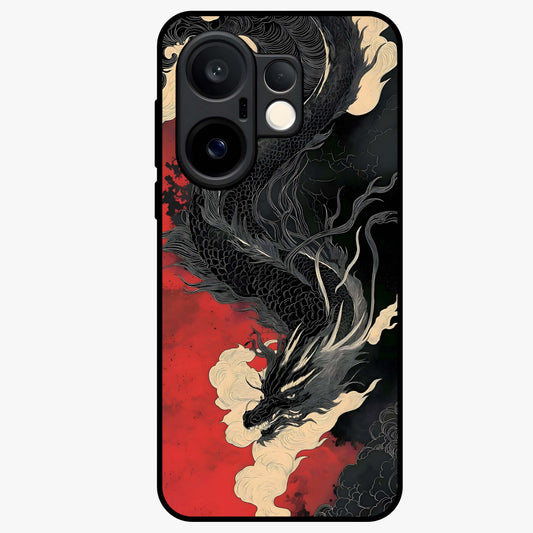 Shadow Dragon Fury Glass Case showing flat back view with fierce dragon artwork and glossy glass finish.