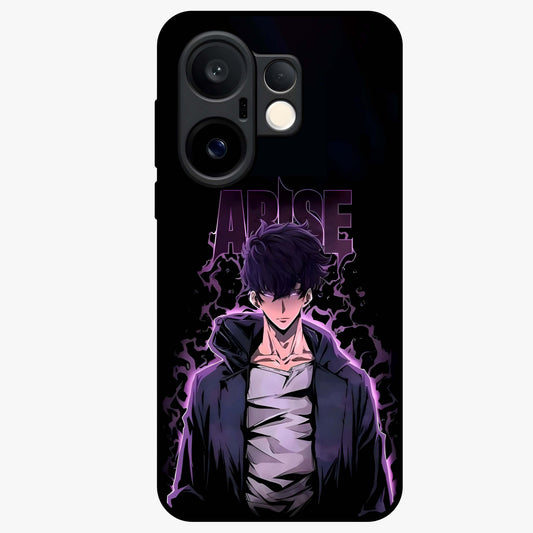 Shadow Monarch Awakening Glass Case showing flat back view with powerful dark monarch themed artwork and glossy glass finish.