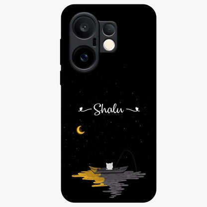 Silent Night Row Glass Case showing flat back view with calm night themed artwork and glossy glass finish.