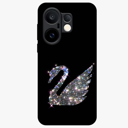 Starlit Swan Grace Glass Case showing flat back view with graceful swan artwork under starry sky and glossy glass finish.