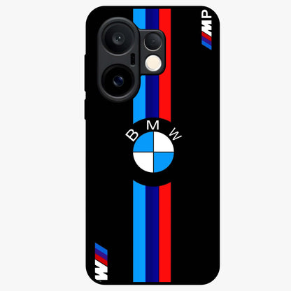 Turbo BMW Beast Glass Case showing flat back view with high performance sports car artwork and glossy glass finish.