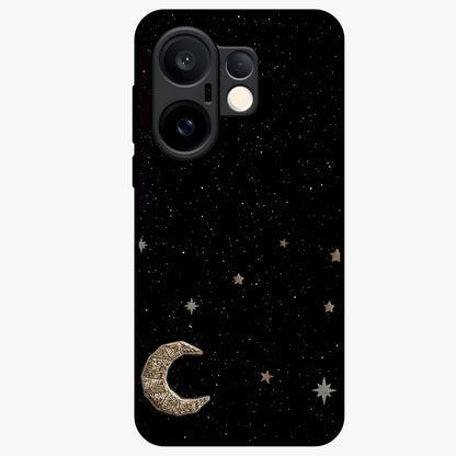 Twinkle Star With Half Moon Glass Case showing flat back view with star and half moon artwork and glossy glass finish.