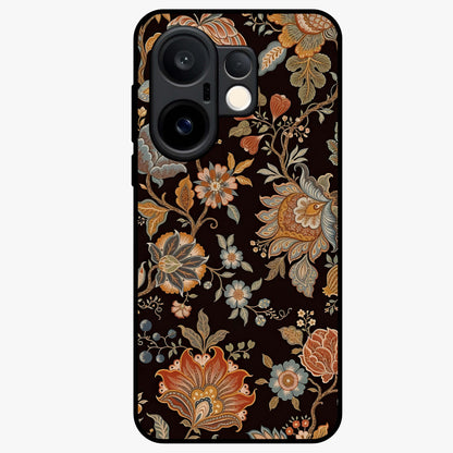 Vintage Floral Dream Glass Case showing flat back view with classic floral artwork and glossy glass finish.