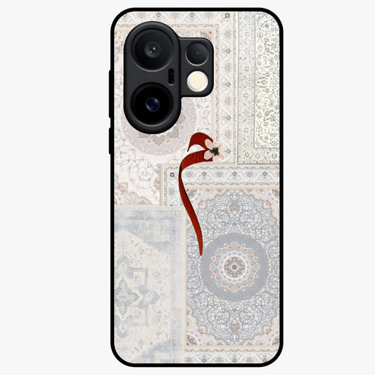 White Aesthetic Bow Glass Case showing flat back view with minimal bow artwork and glossy glass finish.