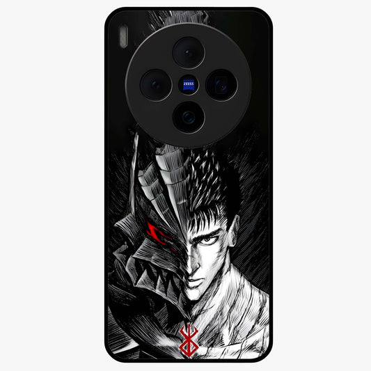 Berserker Blood Oath Glass Case showing flat back view with fierce warrior inspired artwork and glossy glass finish.