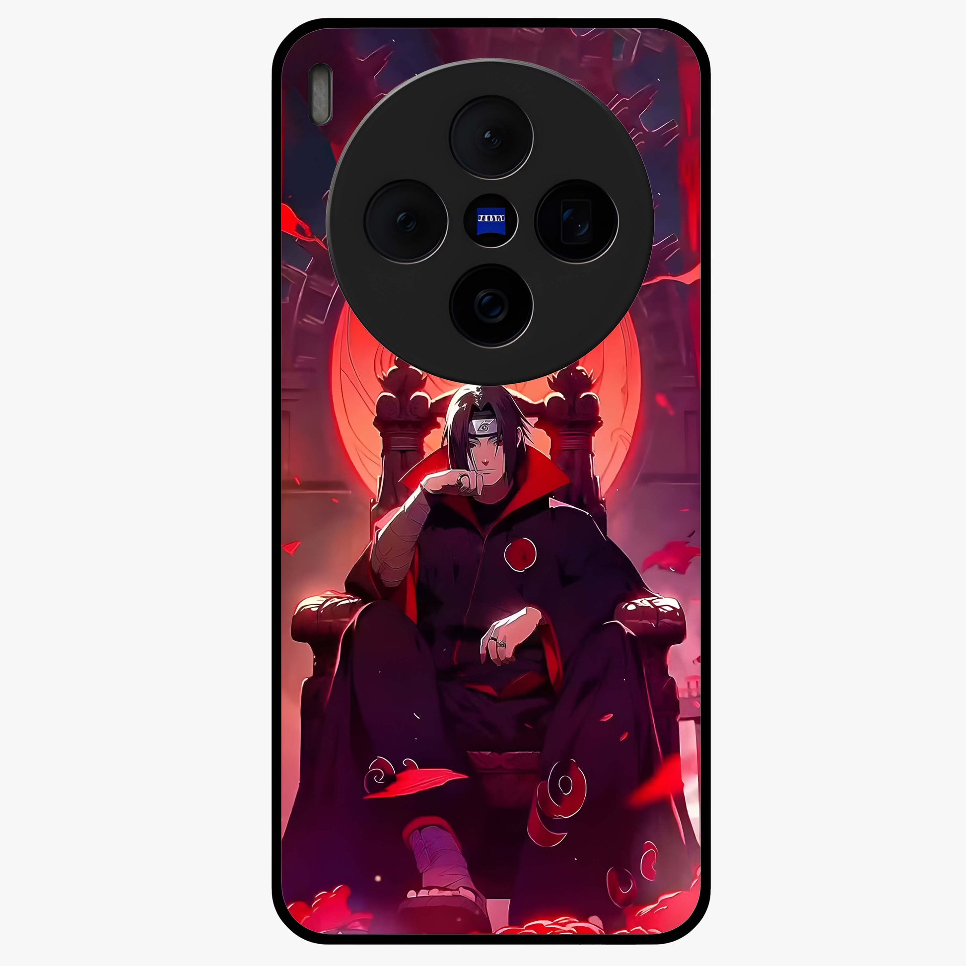 Blood Moon Sovereign Glass Case showing flat back view with mystical blood moon artwork and glossy glass finish.