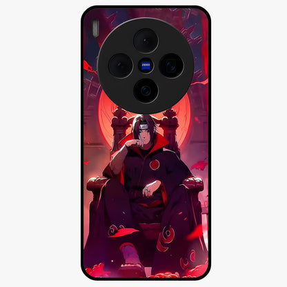 Blood Moon Sovereign Glass Case showing flat back view with mystical blood moon artwork and glossy glass finish.
