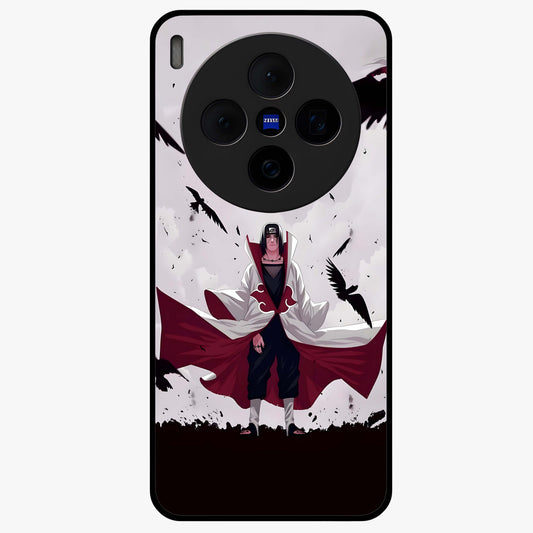 Crimson Crow Ascension Glass Case showing flat back view with mystical crow artwork and glossy glass finish.