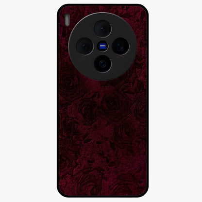Crimson Fade Flow Glass Case showing flat back view with flowing crimson gradient artwork and glossy glass finish.