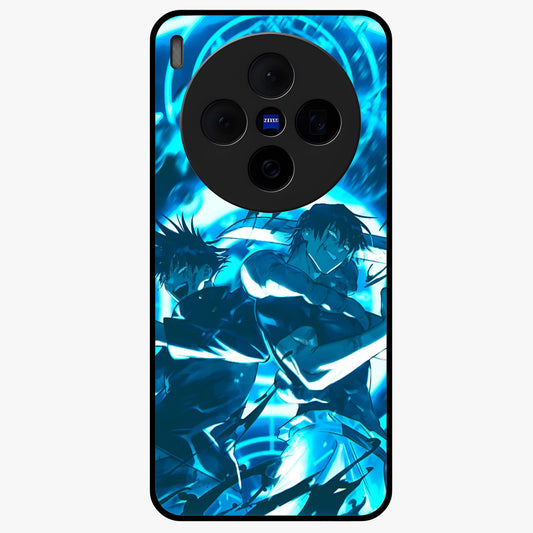 Cursed Energy Clash Glass Case showing flat back view with intense cursed energy artwork and glossy glass finish.