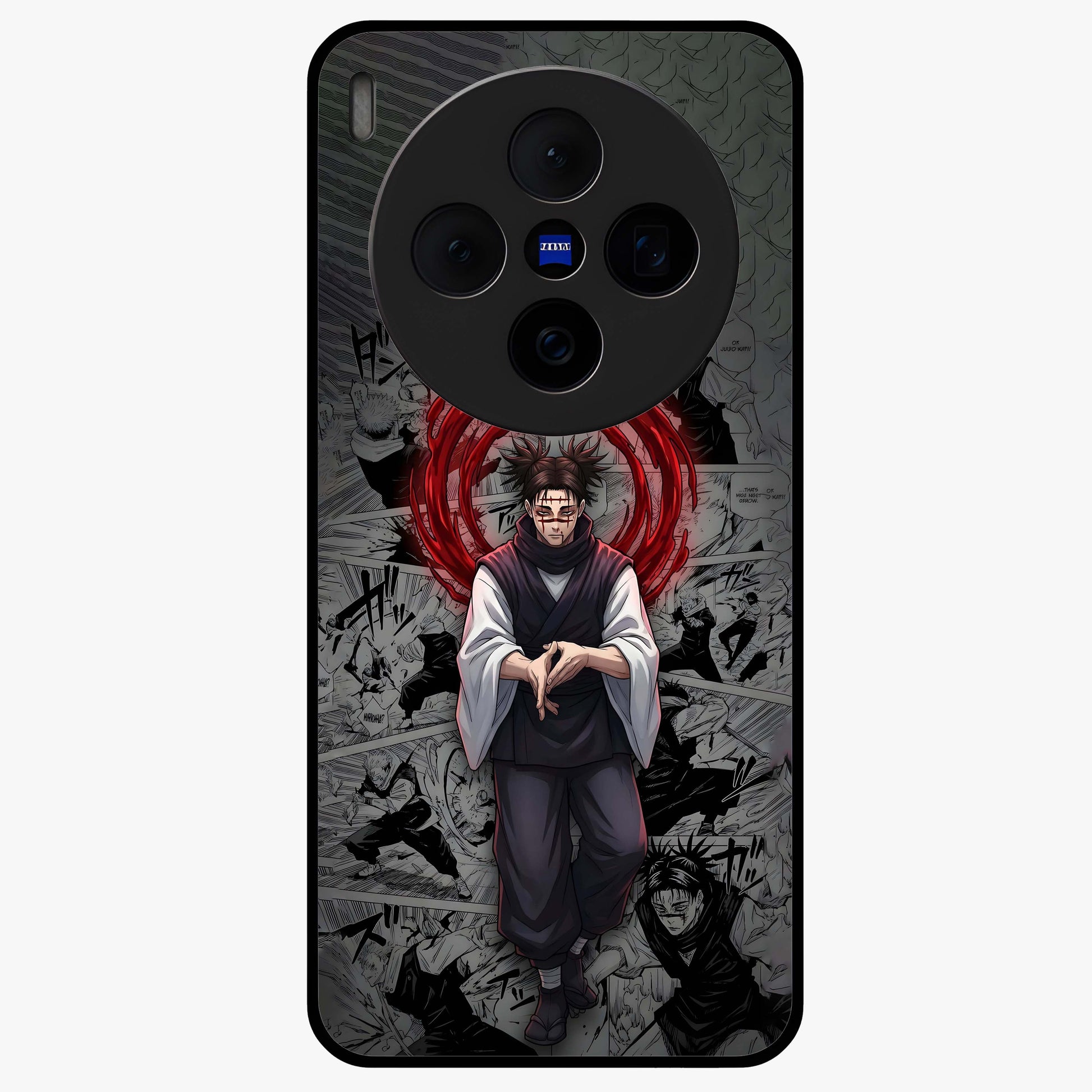Cursed Ritual Ascension Glass Case showing flat back view with dark ritual themed artwork and glossy glass finish.