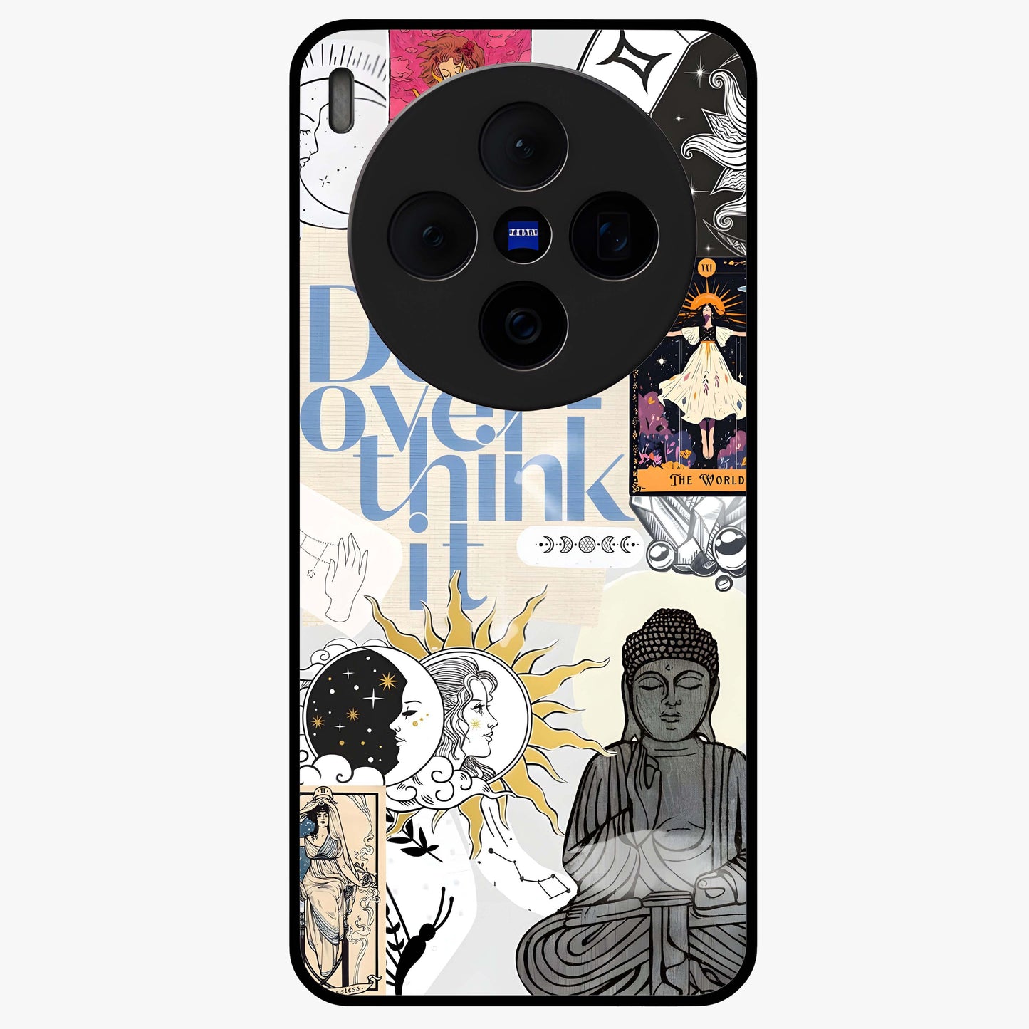 Ethereal Thoughts Glass Case showing flat back view with dreamy artistic artwork and glossy glass finish.