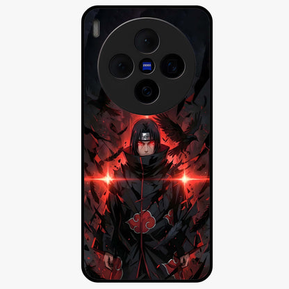 Focused Blade Discipline Glass Case showing flat back view with warrior sword themed artwork and glossy glass finish.